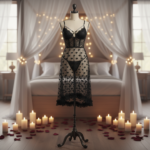 ⁦فستان دانتيل شفاف على شكل قلب بنمط رومانسي ليلي⁩ - الصورة ⁦2⁩