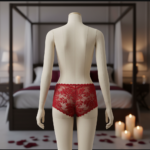 ⁦شورت بويشورت دانتيل بحواف مقوّسة بلون “سكارلت فوليِج”⁩ - الصورة ⁦3⁩