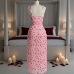 ⁦فستان ماكسي شفاف مكشكش بنقشة زهر الورد⁩ - الصورة ⁦2⁩