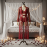 Crimson Lace Elegance Robe Set