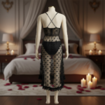 ⁦فستان دانتيل شفاف على شكل قلب بنمط رومانسي ليلي⁩ - الصورة ⁦3⁩