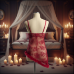 Crimson Lace Feather Trim Babydoll - Image 2