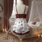 ⁦طقم استرخاء دانتيل “بوردو بلوم”⁩ - الصورة ⁦2⁩