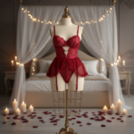 Crimson Lace Peplum Lingerie Set